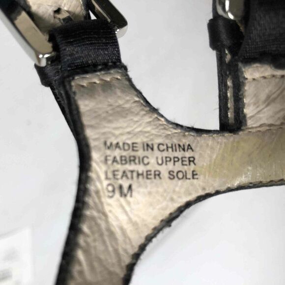 Michael Kors Black Fabric Satin Open Toe Buckle Ankle Stiletto Heel Sandals 9M - Picture 7 of 9